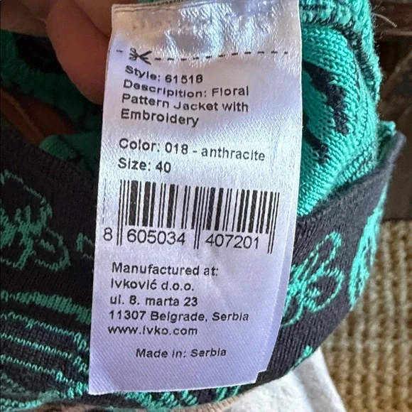 IVKO Colorful Floral Embroidered Cardigan Size 10 - Picture 5 of 6